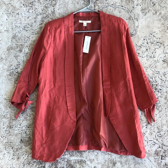 NEW Miami Orange Linen Blazer with Tie Sleeves (Size Small) - Picture 2 of 7